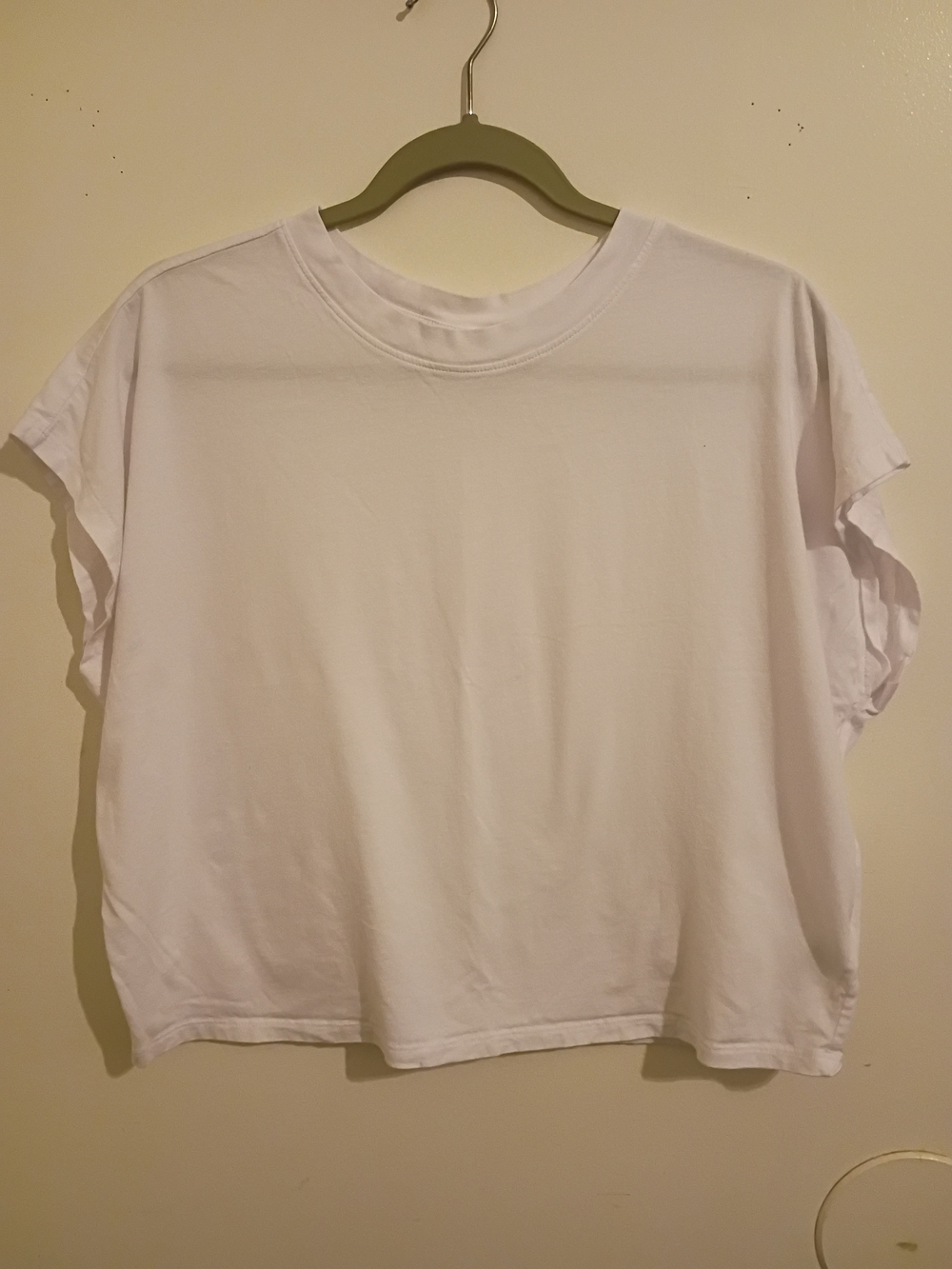 C&C California White Boxy Crewneck Cropped Tee Pima Cotton Sz L